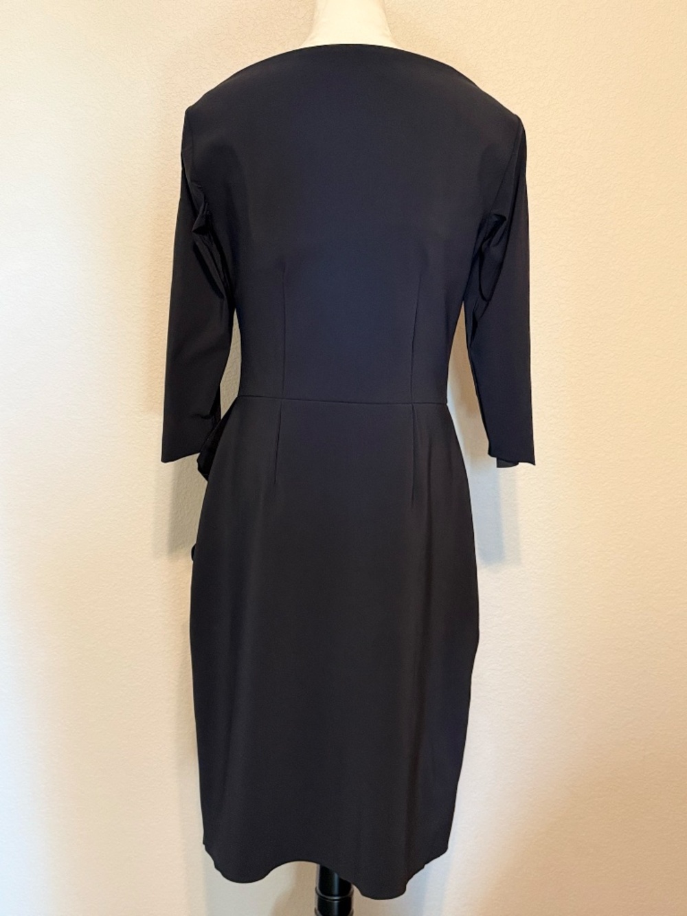 Chiara Boni La Petite Robe Womens IT48 US12 Black Boatneck Faux Wrap Dress Italy - Picture 3 of 8